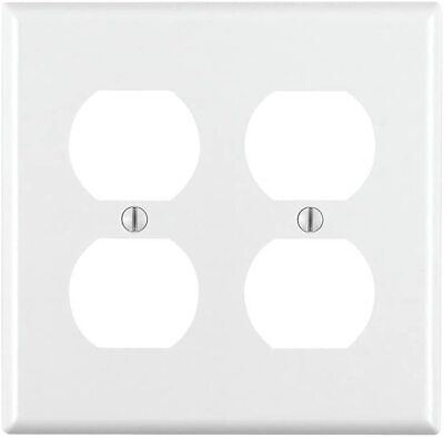 Leviton White 2-Gang Outlet Cover Duplex Receptacle Plastic Wall plate 88016  78477444207 | eBay