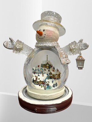 Bradford Thomas Kinkade White Christmas 2007 Glass Snowman Train