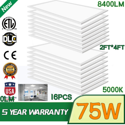 2x4 Led Flat Panel Light, 75W 5000K Bright White Led Drop Ceiling Troffer Lights