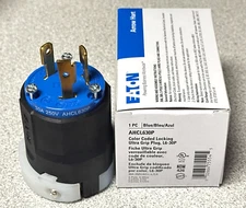 NEW Eaton AHCL630P Industrial Locking Plug L6-30P 30A 250V 2P 3W Blue Ultra Grip