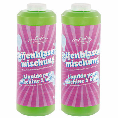 infactory 2er-Set Mischung für bunte Seifenblasen, 2x 1 Liter