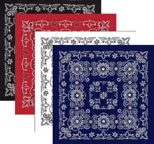 New 27" Oversized Red Black White Paisley Bandana Scarf Tablecloth 100% Cotton