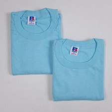 Vintage Russell Athletic Adult M Robin Egg Blue Basic T-Shirt - Lot of 2