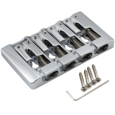 Musiclily Pro Chrome 19mm Pre-Radiused Hard Zinc 4 String Electric Bass Bridge