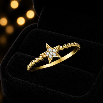 Stern Bommel Ring 9 kt Gelbgold gepunzt Größen J - T British Made