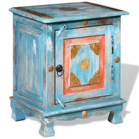 Nachttisch Nachtschrank Nachtkonsole Massiv Mangoholz Blau