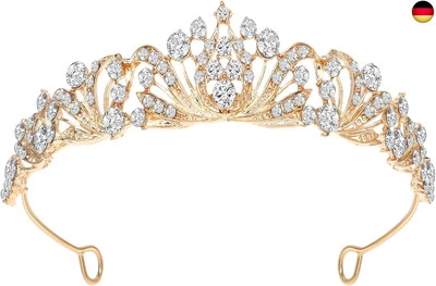 MARKE QIANYU Qianyu Diadem Hochzeit Krone Kristall Strass Krone Tiara Gold Braut Stirnband