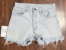 Vintage USA Levi's 550 Cutoff Shorts Women's 30 Waist Blue Denim Distressed 90s
