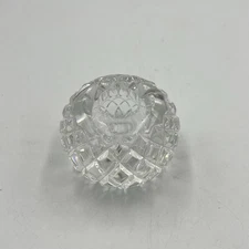 Vintage Cut Glass Open Salt Cellar Round Diamond Pattern Crystal 2.5”