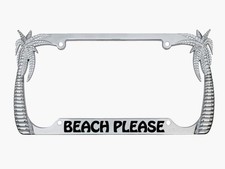 Beach Please Palm Tree Car Metal License Plate Frame Personalized