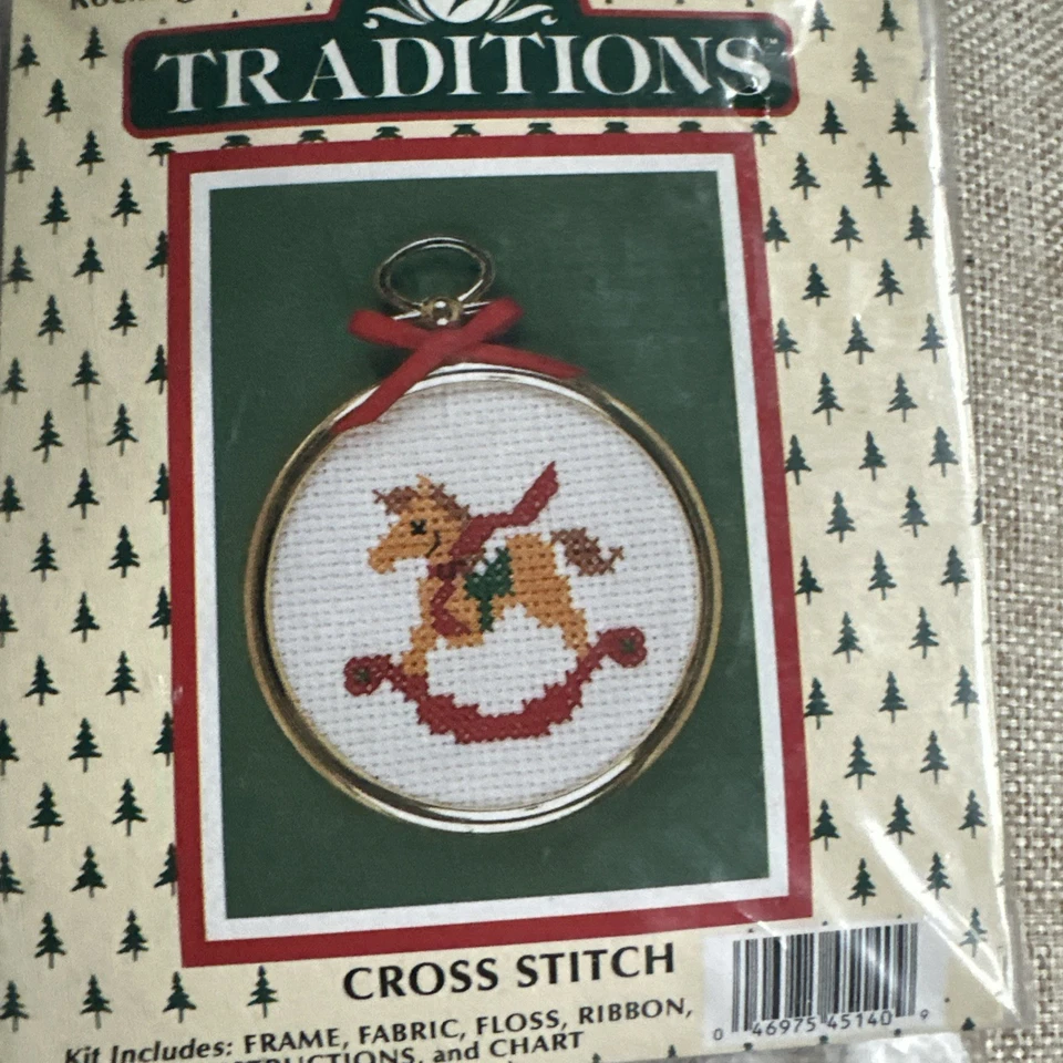 Lot 4 Traditions Cross Stitch Ornament Kits Ducks, Stocking, Rocking Horse, NIP - Image 3 of 4