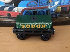 Thomas Train Wooden Black Cargo Car  Magnetic Green Sodor Cargo Co. Cargo 