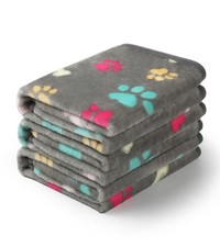 1 Pack 3 Blankets Fluffy Premium Fleece Pet Blanket Flannel Paw Bone Printed ...