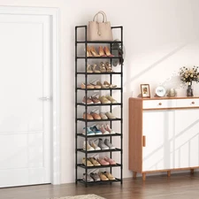 10 Tiers Tall Shoe Rack 20-25 Pairs Boots Organizer Storage Sturdy Narrow Shoe