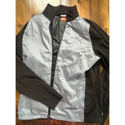 Puma Mens Storm Cell Track Jacket Large Silver Black Full Zip Windbreaker L