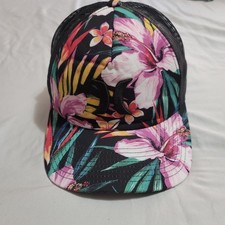 Vintage Floral Hurley Surf Snapback Hat with Embroidered Logo