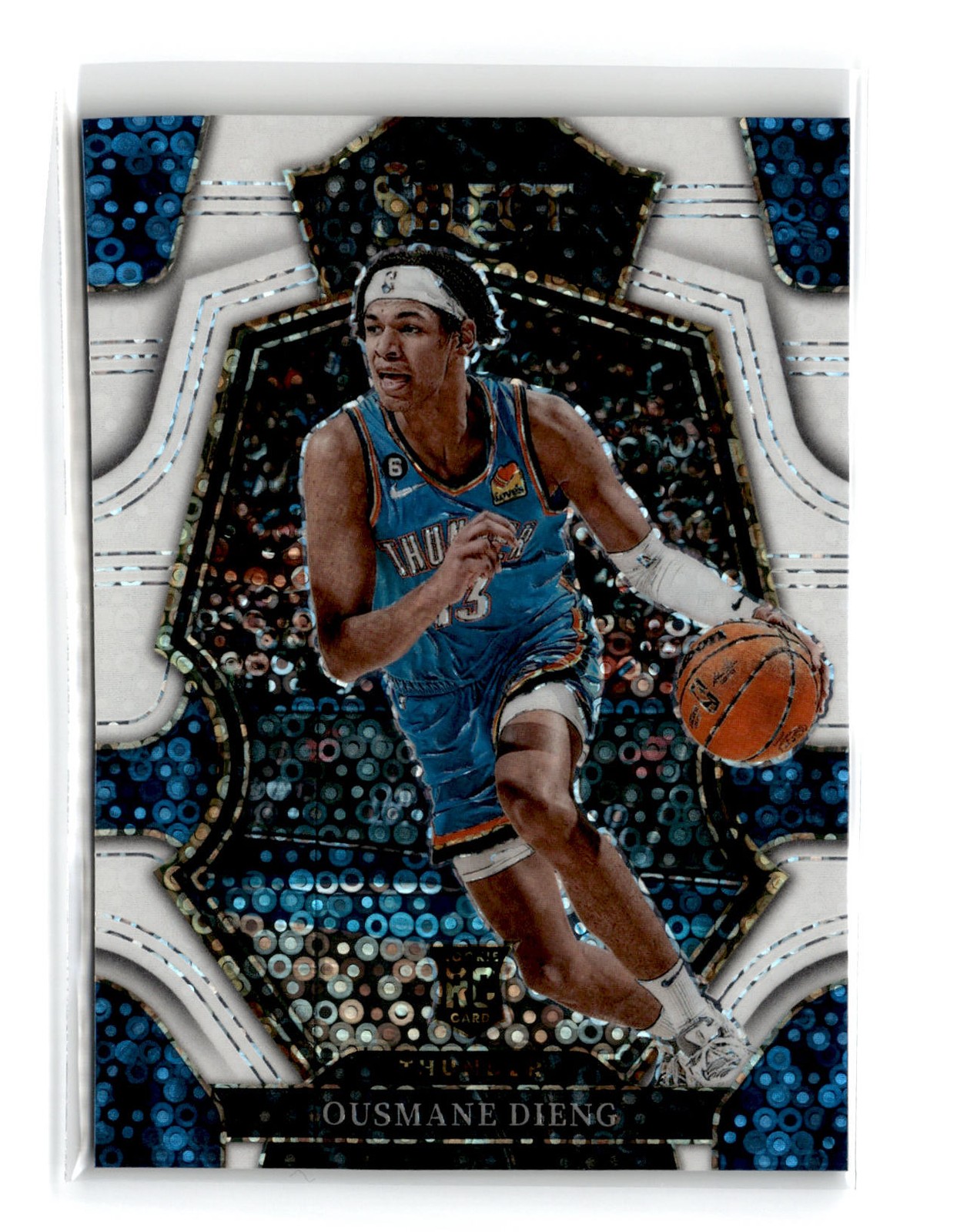 Ousmane Dieng 2022-23 Panini Select Rookie #190 White Disco Prizm /75 RC Thunder