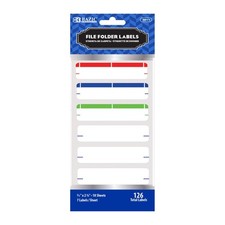 BAZIC File Folder Label 2 3/4" x 3/5", All Purpose White Labels, Assorted Color