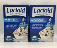 2PK Lactaid Lactase Enzyme Supplement ~ 60 Caplets Each ~ EXP 7/27 ~ FAST SHIP