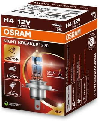 Osram H4 Night Breaker 220 12V 60 55W P43T KFZ Motorrad Nachfolger der Laser 200