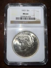 1923-P $1 Peace Silver Dollar NGC Cert MS64 - Luster!