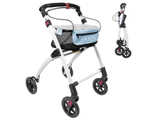 KMINA PRO - Narrow Walkers for Small Spaces, Rollator - Folding Walker, Blue