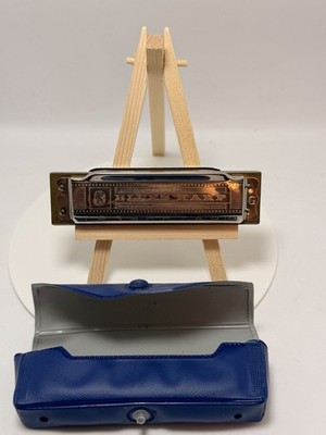Blues Harp Mundharmonika G mit Etui Vintage Metall Harmonica