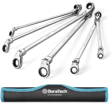 Double Box End Ratcheting Wrench Set Flex Head 6pc Metric 8-19mm Mechanics Tool