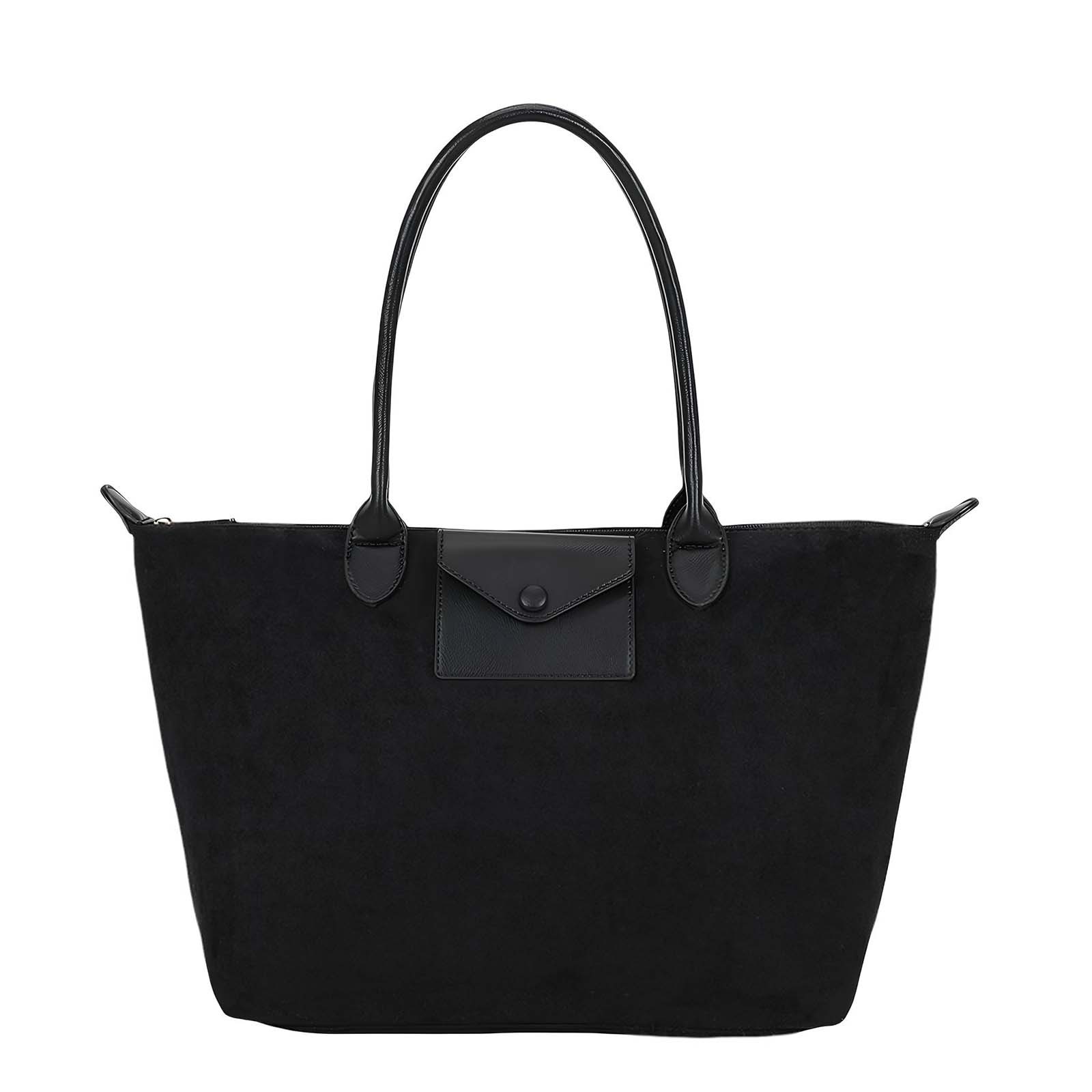 Bolso de mano para mujer con bandolera de ante y cierre con cremallera