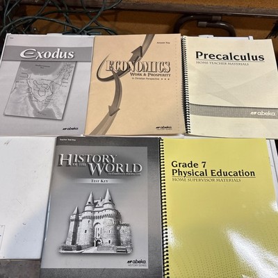 ABeka 7th Grade Lot of 5 books. Exodus tests, Economics, precalculus, History