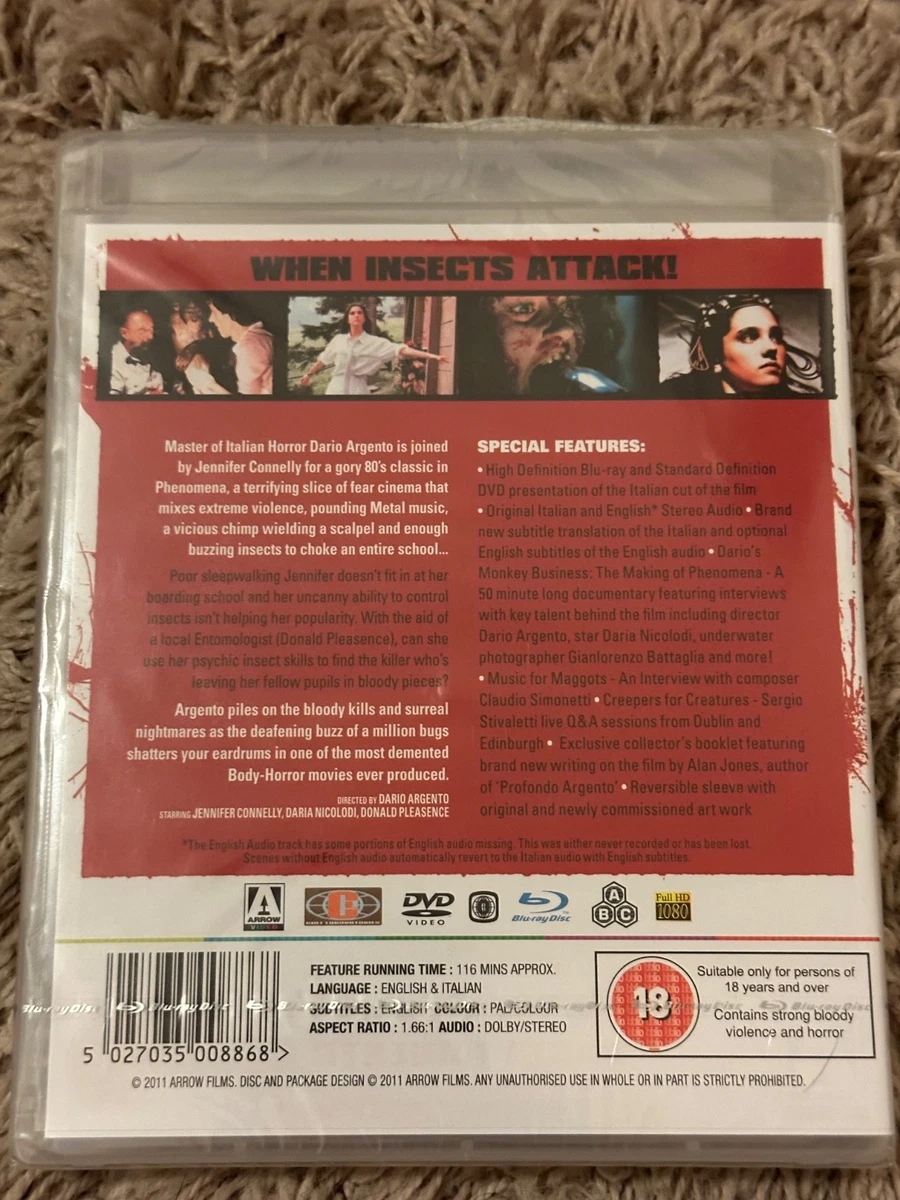 Phenomena (Blu-ray / DVD) - Arrow UK Import - Dario Argento - BRAND NEW
