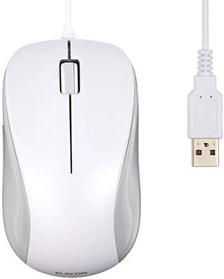 ELECOM Maus kabelgebunden mittelgroß 3 Tasten USB optisch weiß ROHS kompatibel