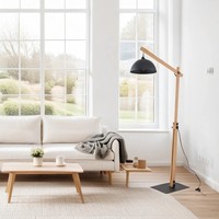 Stehlampe Verstellbar Holz Metall 180 Cm Hoch E27 Stehleuchte Wohnzimmer