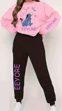 Disney Winni Pooh Eeyore I-Aah Esel Zweiteiler Jogging Hausanzug pink 38 40 42