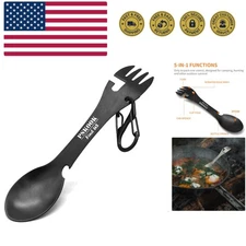5-in-1 Utility Tactical Spork, Stainless Steel Spoon & Bottle Opener, Fork & ...
