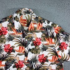 Hawaiian Tropical Button Up Shirt Men L Floral Hibiscus Resortwear Beach Vaca