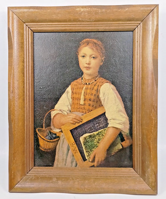 Schoolgirl, by Albert Anker. Fine Art Print. Framed Artwork. Vintage. Rare.