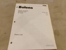 BOLENS SNOW THROWER ATTACHMENT 42 INCH MODEL 18103 PARTS LIST