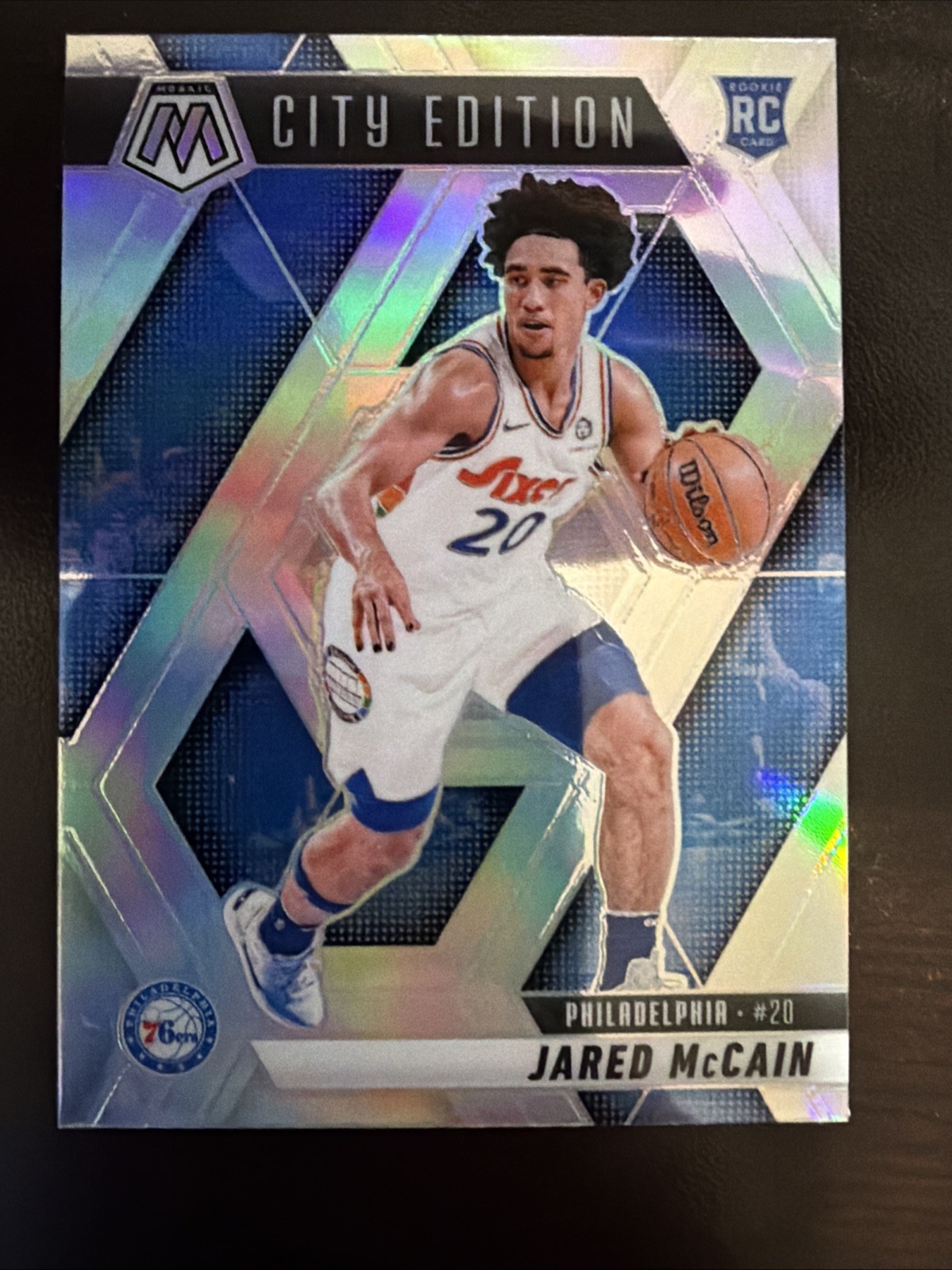 JARED MCCAIN 2024-25 MOSAIC CITY EDITION ROOKIE SILVER PRIZM 76ERS RC