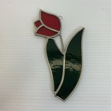 Stained Glass Floral Tulip Sun Catcher Red Flower