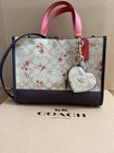 NWT COACH Dempsey Tote Crossbody Bag In Signature Leather Pink With Heart Charm