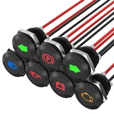 12V LED Indicator Light Small Indicator Light Waterproof 1/2" Panel Cutout 12 Vo
