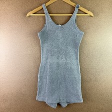 Antique 1920s Mens Cotton Bathing Suit Swimsuit Heather Gray Button Shoulder
