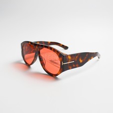 New Tom Ford Bronson TF1044 Unisex Sunglasses Havana/Red 60-12 With Case