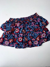 VINEYARD VINES Girls XS Navy Pink Red Floral Tiered Pull On Lined Skirt E17