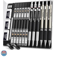 6PCS Art Mechanical Pencil Set, 3PCS Metal Drafting Pencil 0.5 mm & 0.7 mm & ...
