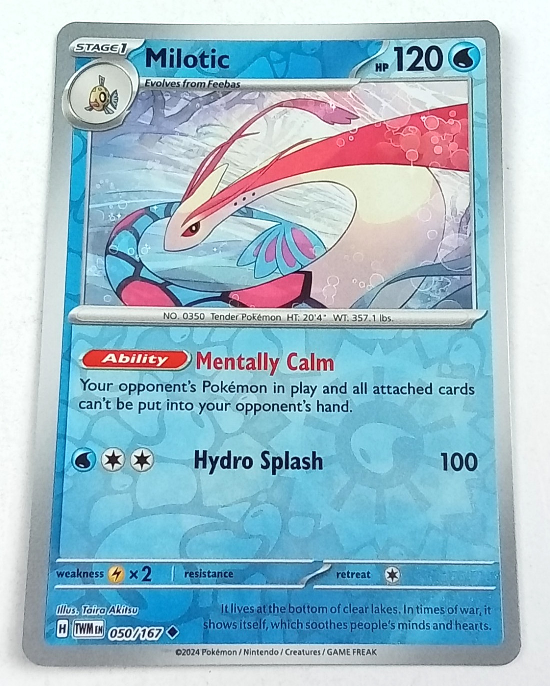 Milotic 50/167 Twilight Masquerade Reverse Holo Pokémon Card 2024