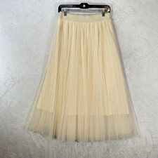 Mliyasan Skirt Womens M Cream Tulle Tutu Midi Elastic Waist Lined Fairy Ballet