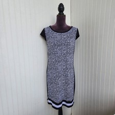 Michael Kors Womens Dress Black White Floral Print Short Sleeve Preppy Stretch M