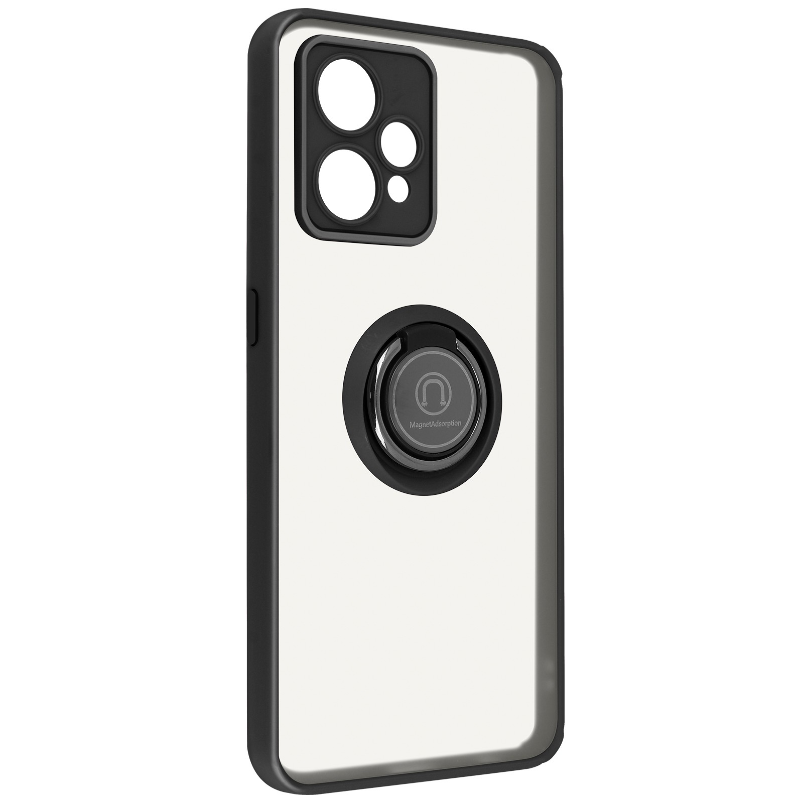 Coque hybride pour Redmi Note 9 4G avec anneau de support silicone noir